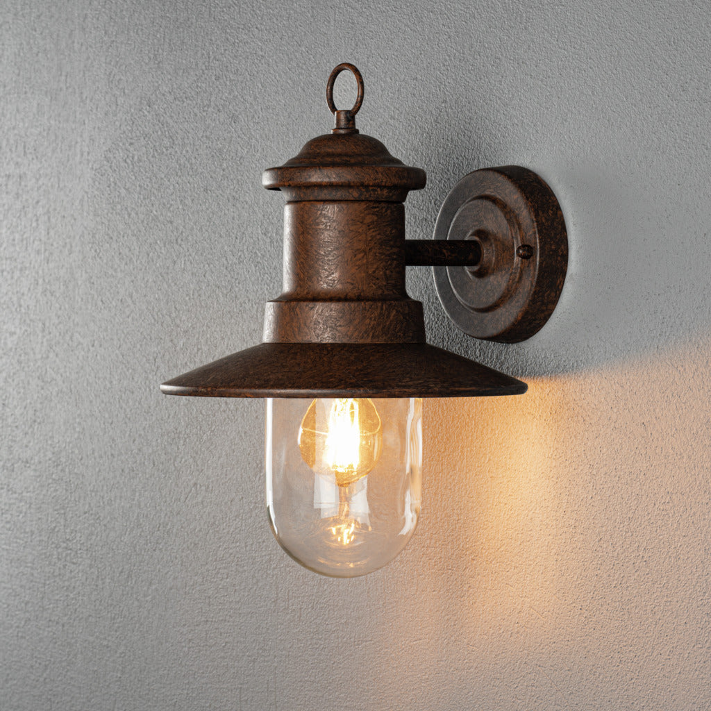 Konstsmide - Napoli Wall Light Rust Clear Glass