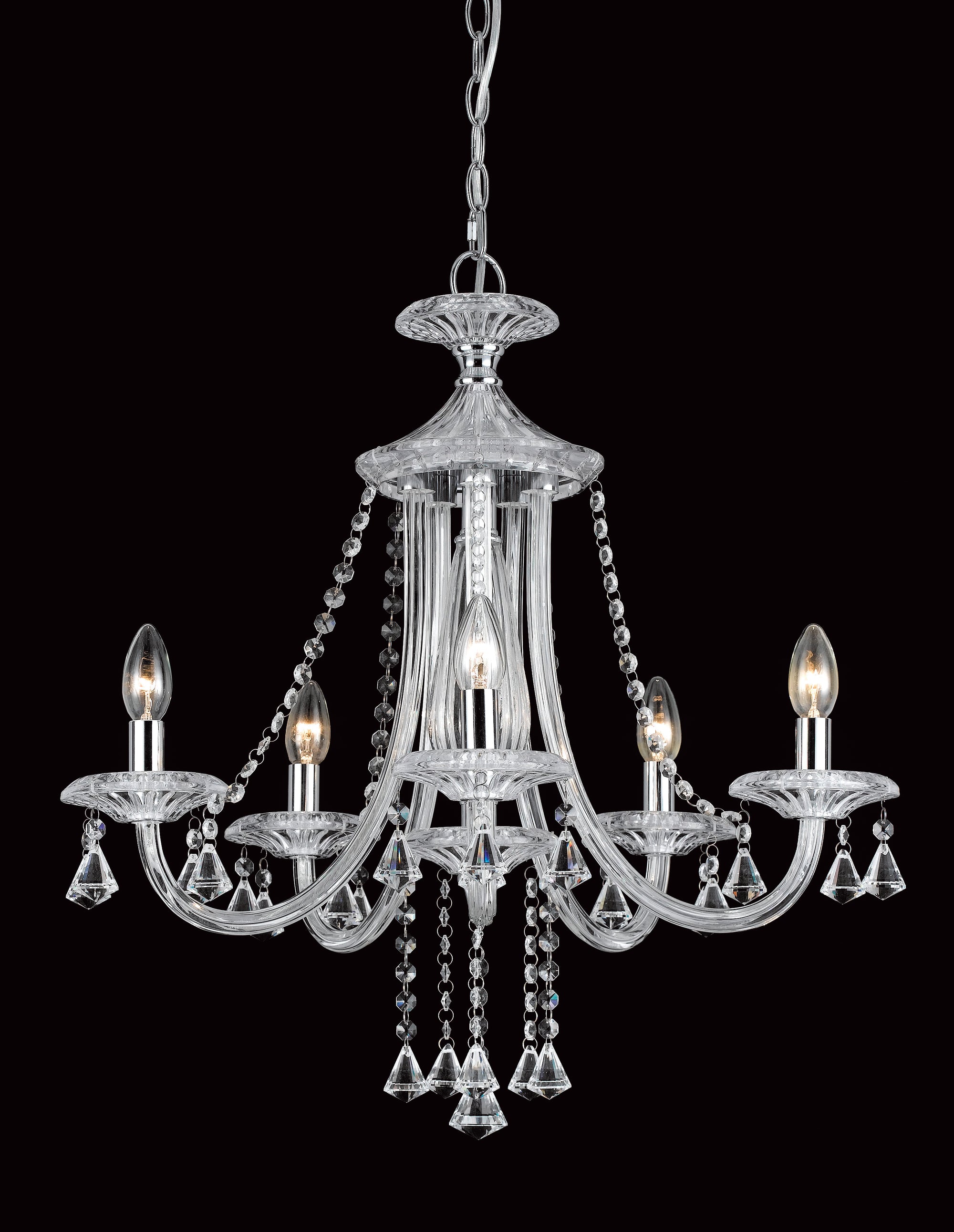 Impex - Calgary 5 Light Crystal - Chrome