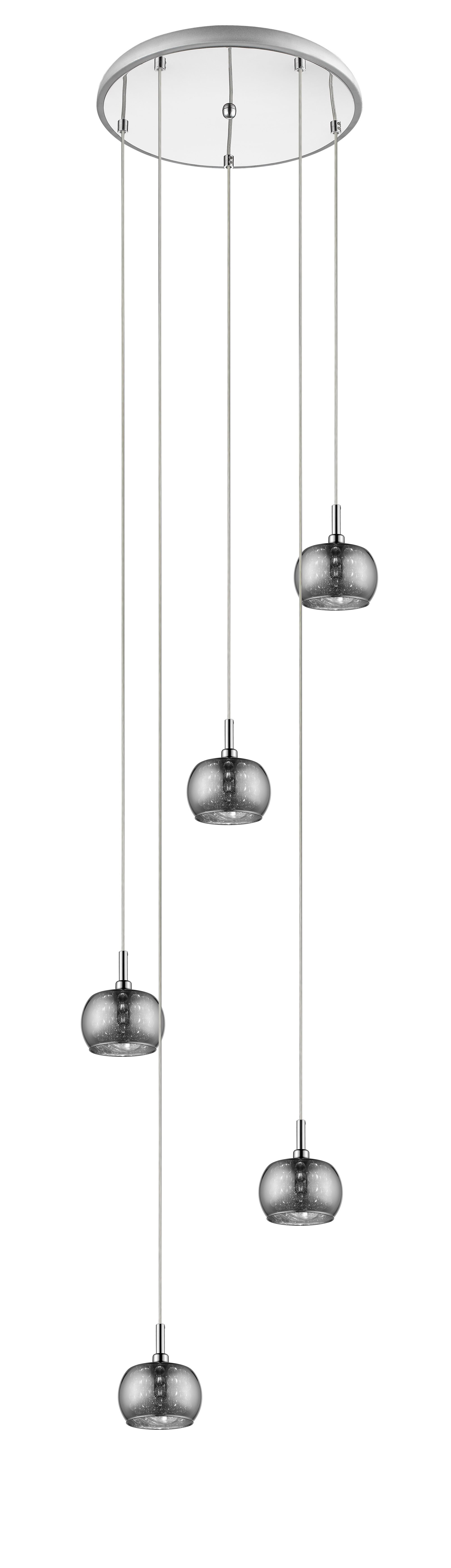 Impex - Deni Glass 5 Light With Beads - Chrome