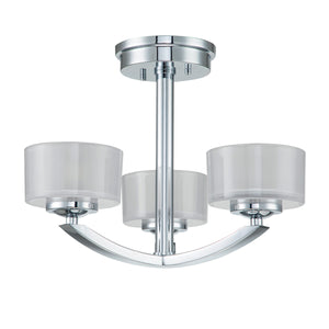 Hinkley - Meridian 3 Light Semi-Flush - Polished Chrome