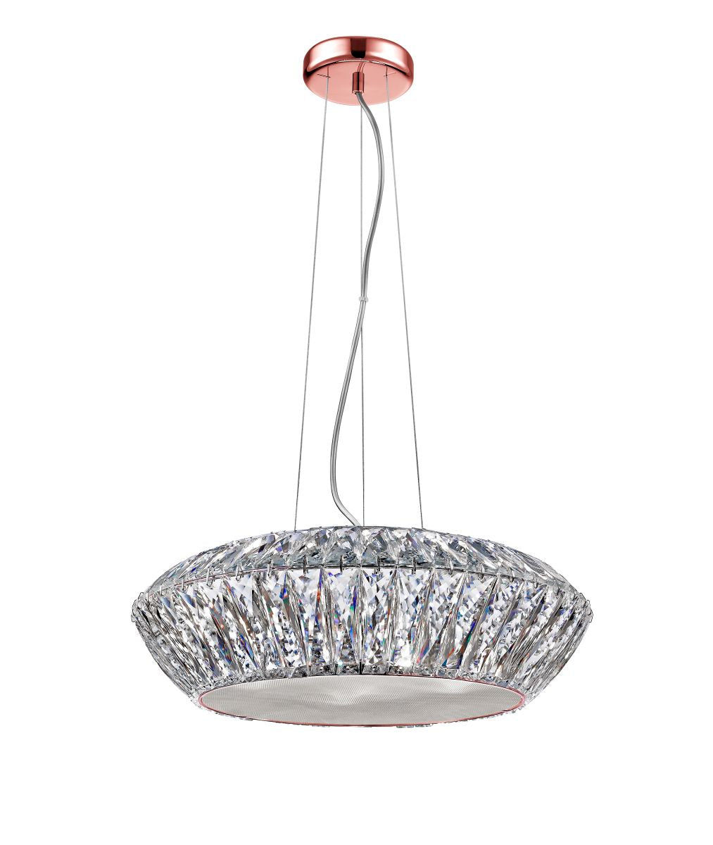 Impex - Armel 7 Light Crystal Pendant - Rosy Gold