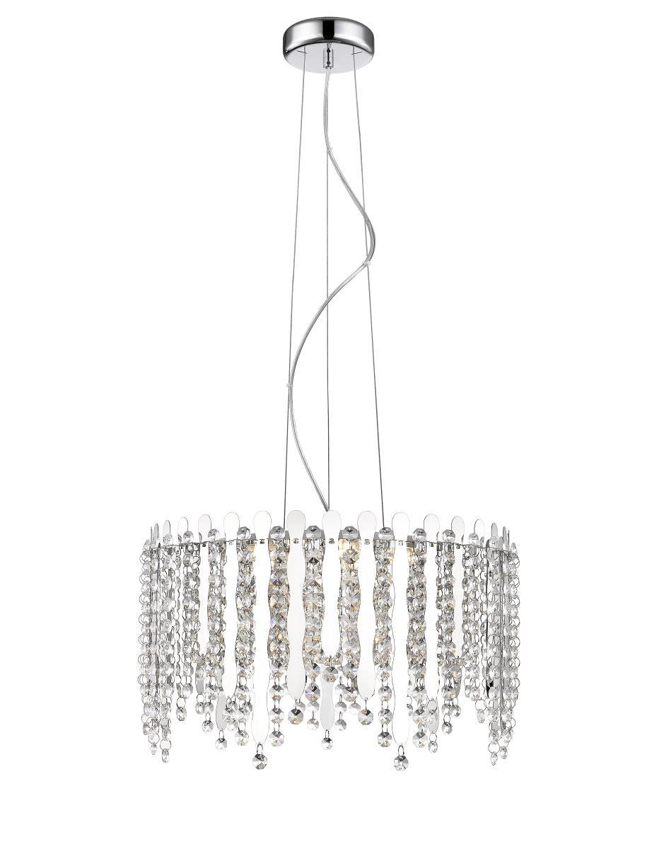 Impex - Belize 5 Light Crystal Pendant - Chrome