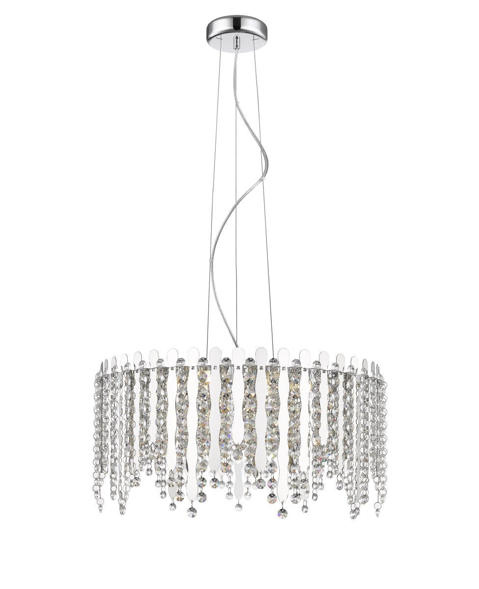 Impex - Belize 6 Light Crystal Pendant - Chrome