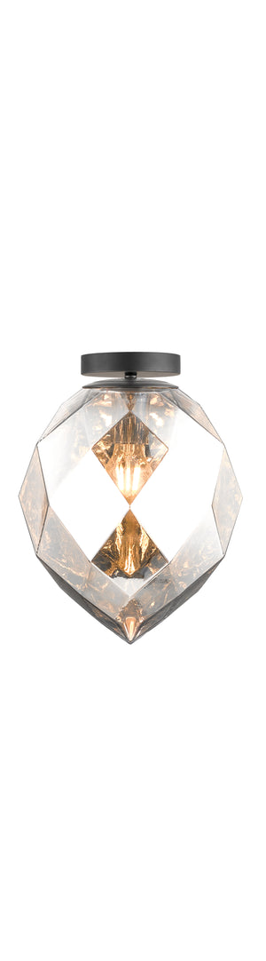 Impex - Zoe 1 Light Pendant - Chrome Glass/Black