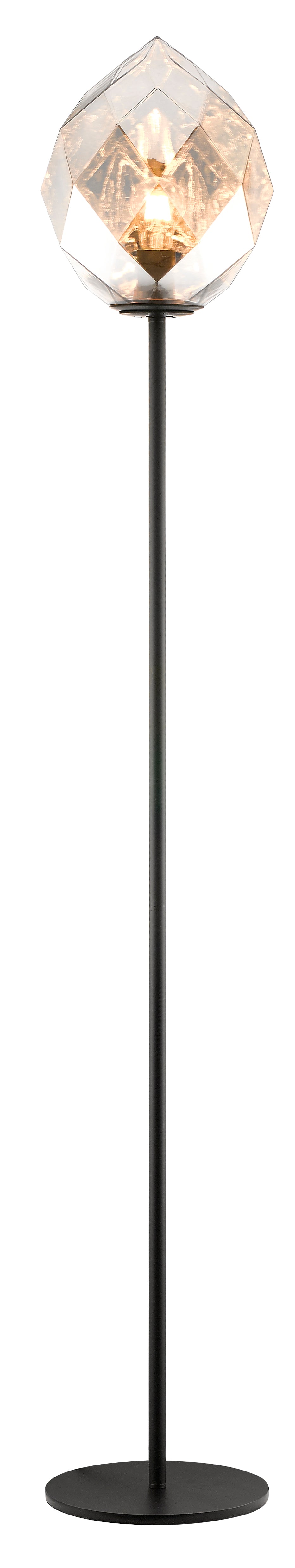 Impex - Zoe 1 Light Floor Lamp - Chrome Glass/Black