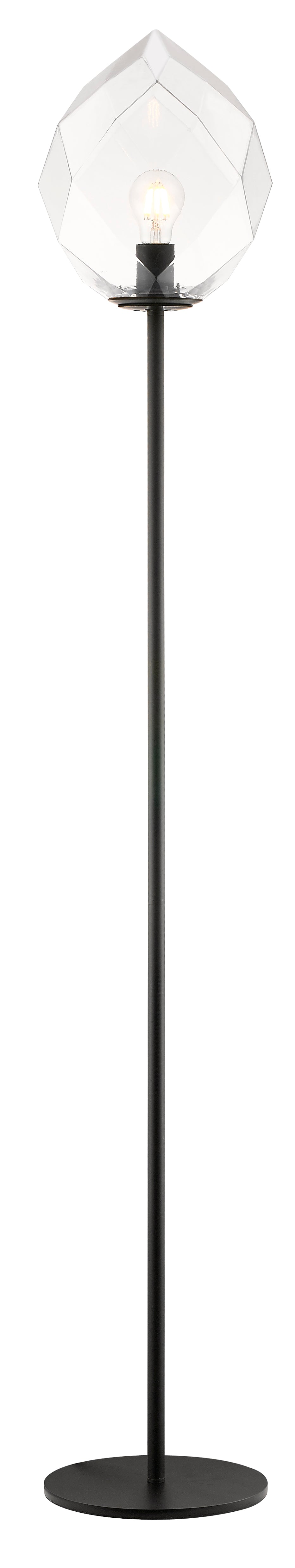 Impex - Zoe 1 Light Floor Lamp - Clear Glass/Black