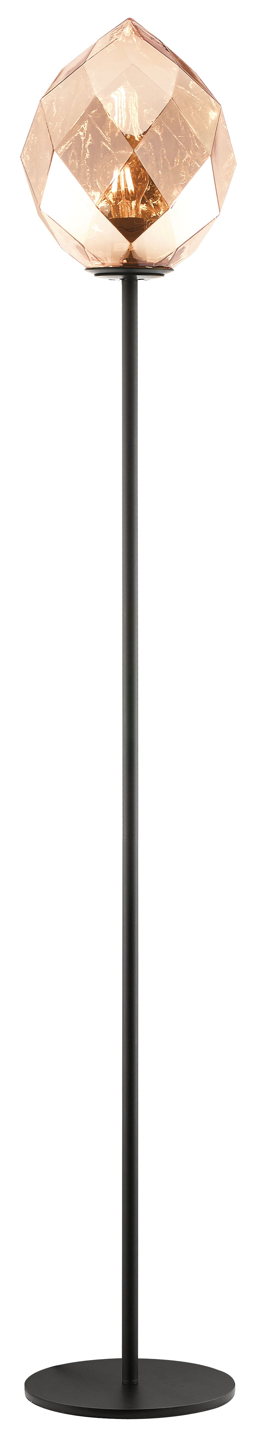 Impex - Zoe 1 Light Floor Lamp - Gold Glass/Black