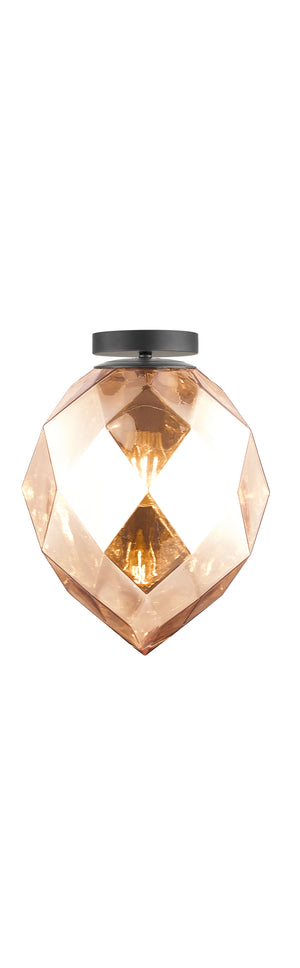 Impex - Zoe 1 Light Pendant - Gold Glass/Black