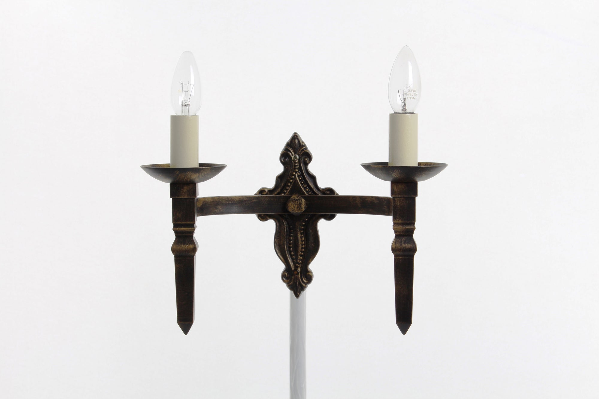 Impex - Baronial 2 Light Wall Light - Black Gold