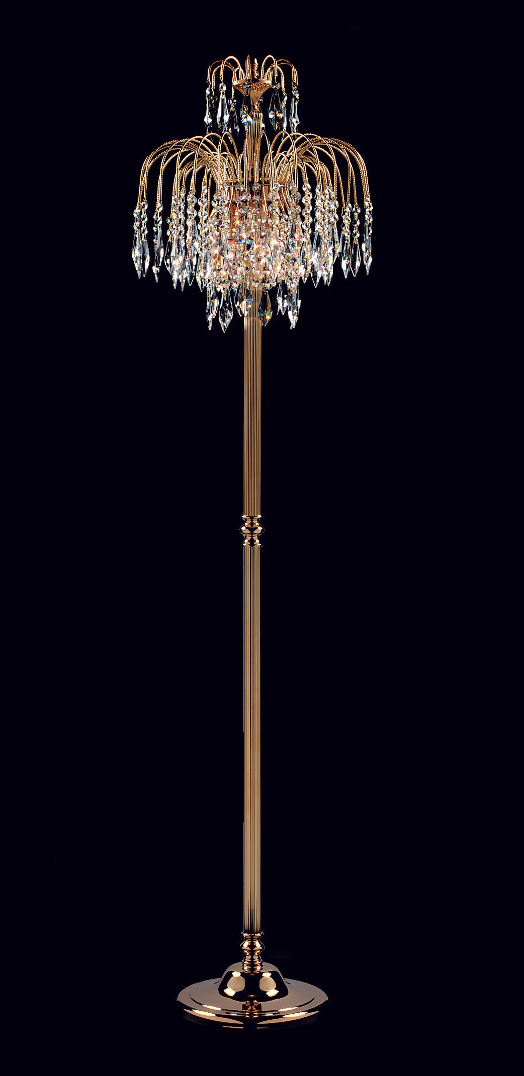 Impex - Shower 3 Light Floor Lamp - Gold