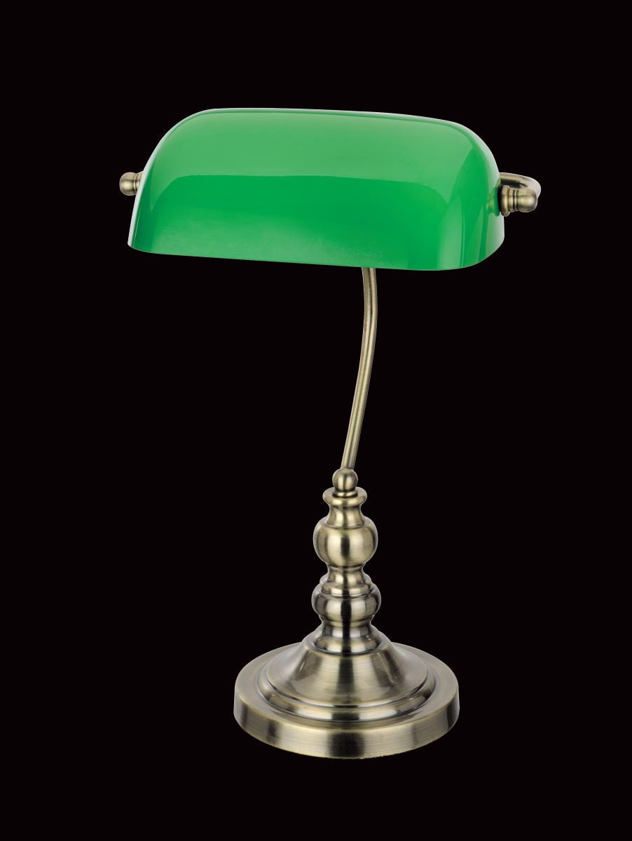 Impex - Bankers Green Glass - Antique Brass