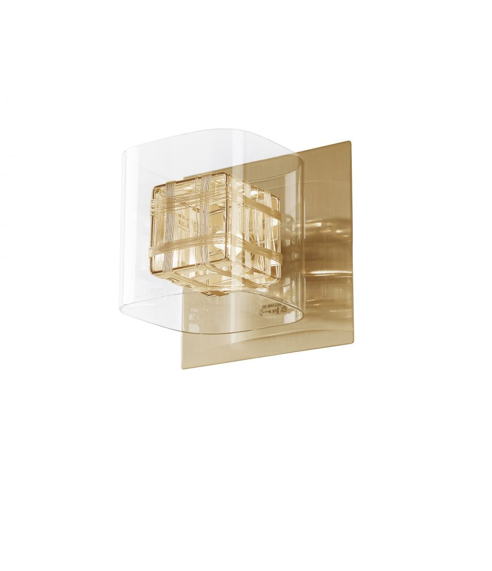 Impex - Avignon Wire Cube Wall Light - Gold