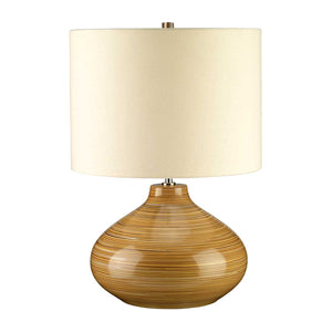 Elstead - Bailey 1 Light Table Lamp - Wood Effect with Ivory Shade