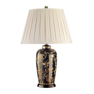 Elstead - Black Birds 1 Light Table Lamp - Black and Gold with Cream Shade