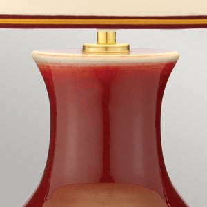 Elstead - Majin Oxblood Red Jar 1 Light Table Lamp with Polycotton shade