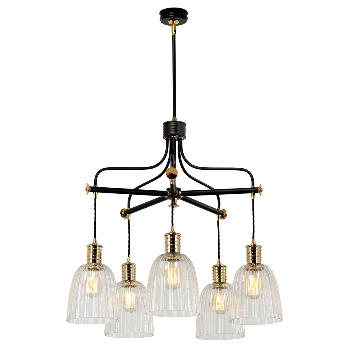 Elstead - Douille 5 Light Chandelier - Black/Polished Brass