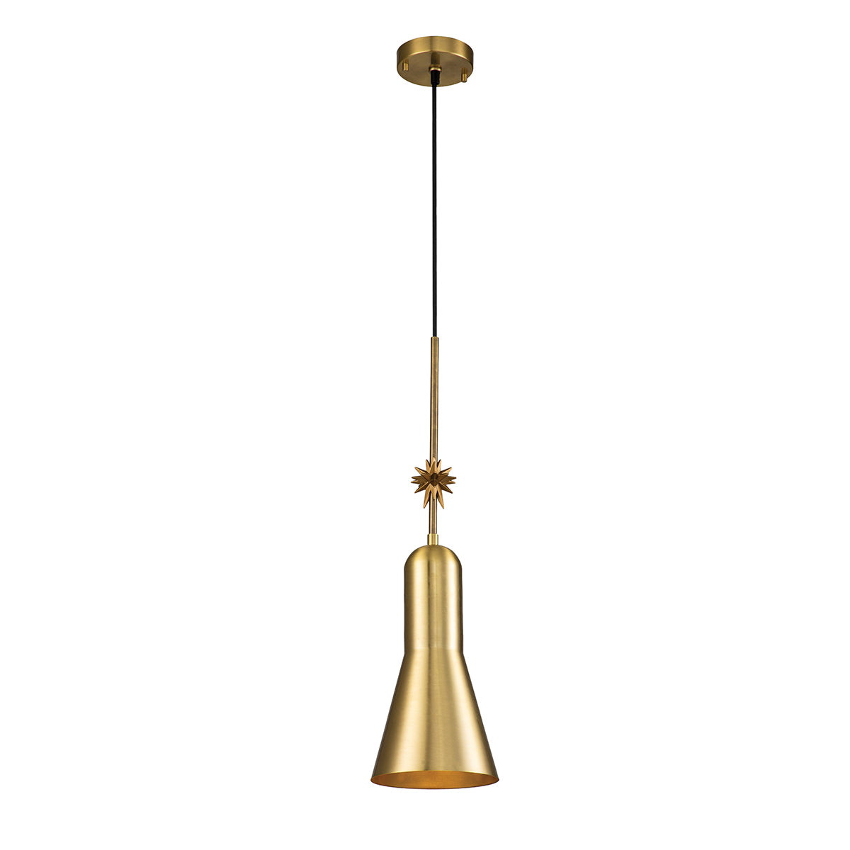 Elstead - Etoile 1lt Medium Pendant - Aged Brass and Gold Leaf