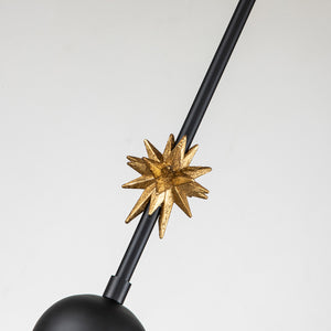 Elstead - Etoile 1lt Medium Pendant - Matte Black and Gold Leaf