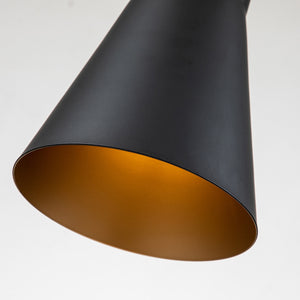 Elstead - Etoile 1lt Medium Pendant - Matte Black and Gold Leaf