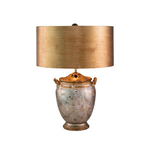 Elstead - Jackson 1lt Table Lamp - Antiqued Silver with Gold Leaf Accents