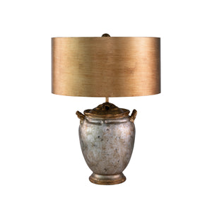 Elstead - Jackson 1lt Table Lamp - Antiqued Silver with Gold Leaf Accents