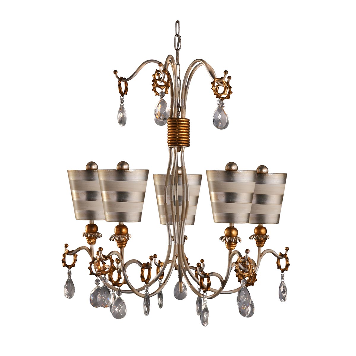 Elstead - Tivoli 5 Light Chandelier - Silver & Cream Patina