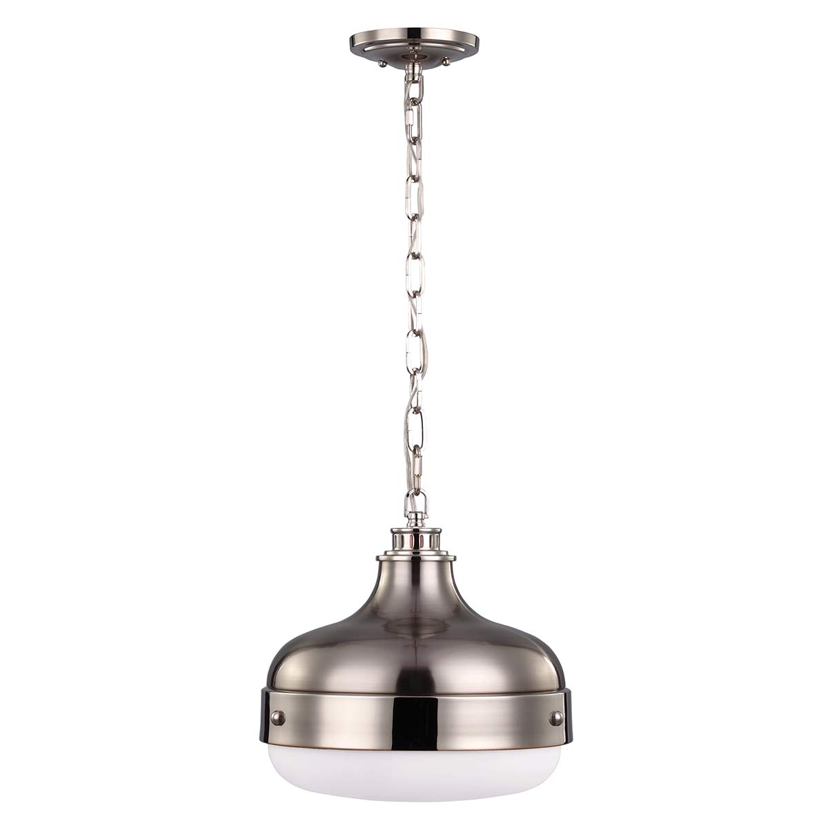 Feiss - Cadence 2 Light Pendant - Polished Nickel/Brushed Steel