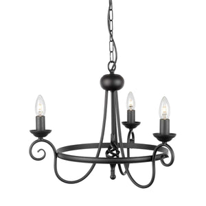 Elstead - Harlech 3 Light Chandelier - Black