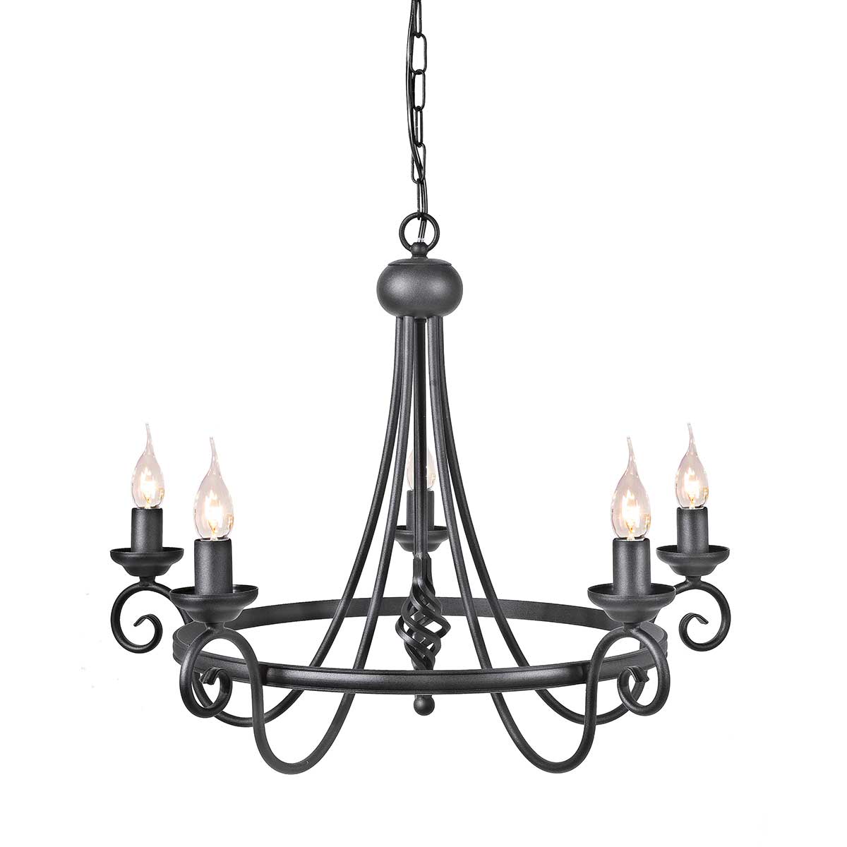 Elstead - Harlech 5 Light Chandelier - Black