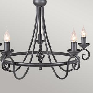 Elstead - Harlech 5 Light Chandelier - Black