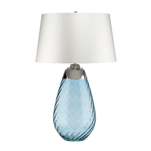 Elstead - Lena 2 Light Large Blue Table Lamp with Off-white Shade