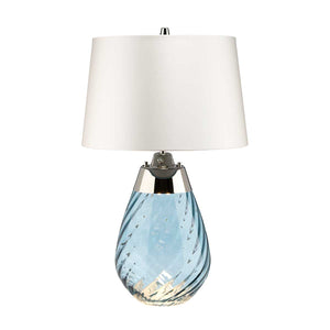 Elstead - Lena 2 Light Small Blue Table Lamp  with Off-white Shade