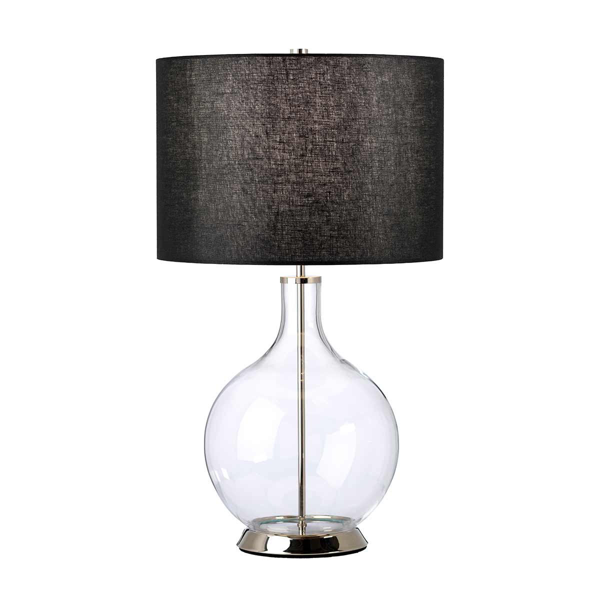 Elstead - Orb 1 Light Table Lamp (Complete with Black Shade) - Polished Nickel