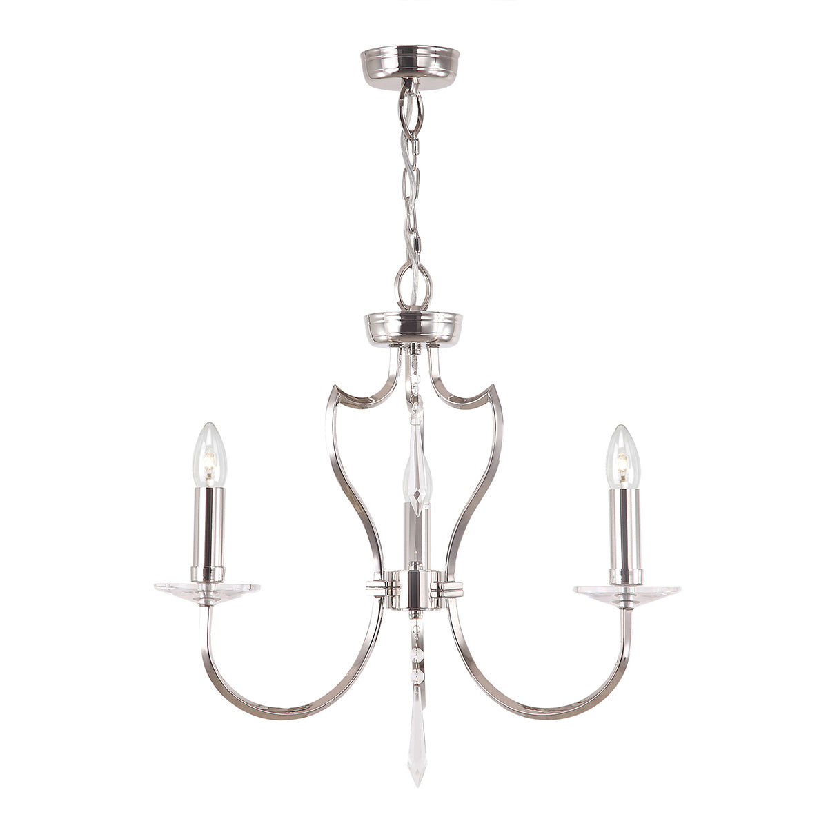 Elstead - Pimlico 3 Light Chandelier - Polished Nickel