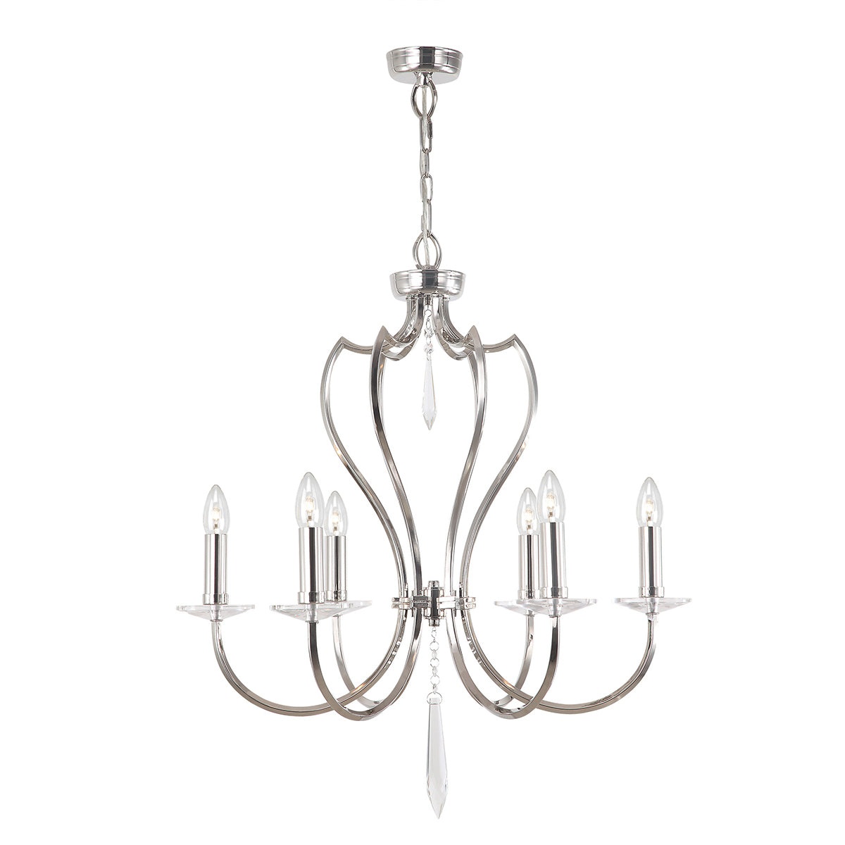 Elstead - Pimlico 6 Light Chandelier - Polished Nickel