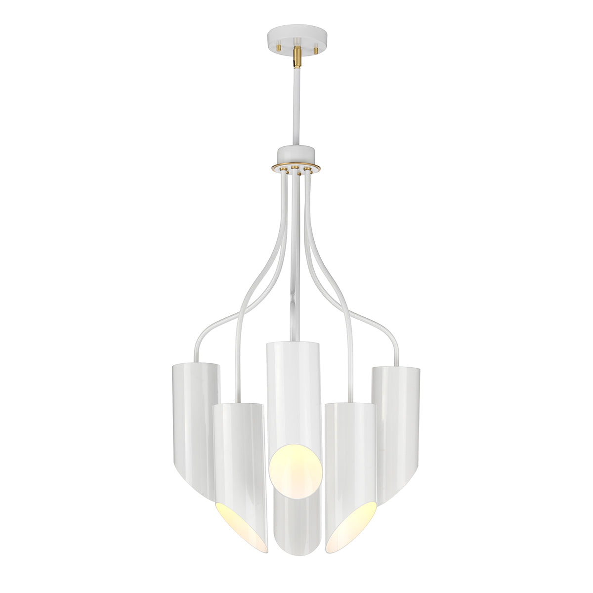 Elstead - Quinto 6 Light Chandelier - White Aged Brass