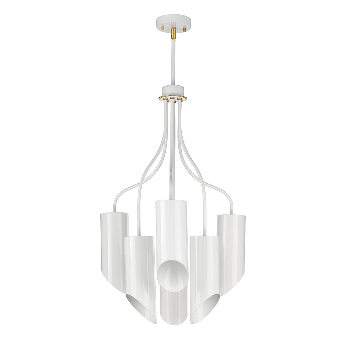 Elstead - Quinto 6 Light Chandelier - White Aged Brass