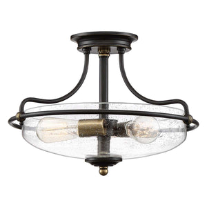 Quoizel - Griffin 3 Light Semi-Flush - Palladian Bronze with Weathered Brass Accents