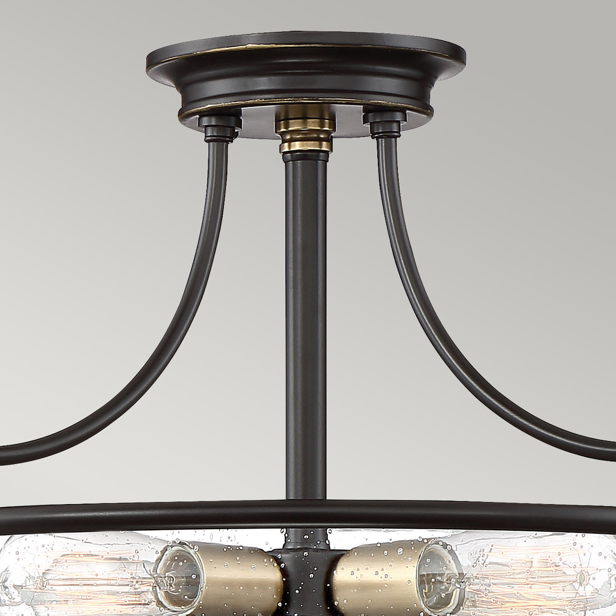 Quoizel - Griffin 3 Light Semi-Flush - Palladian Bronze with Weathered Brass Accents