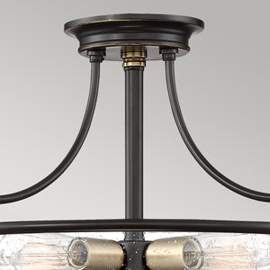 Quoizel - Griffin 3 Light Semi-Flush - Palladian Bronze with Weathered Brass Accents