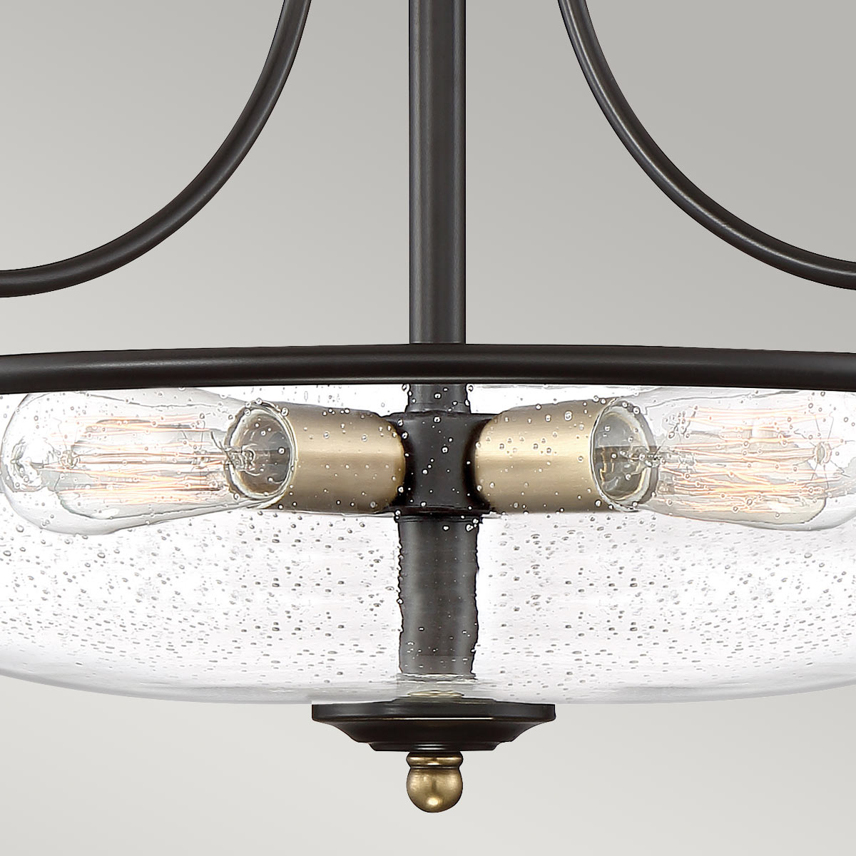 Quoizel - Griffin 3 Light Semi-Flush - Palladian Bronze with Weathered Brass Accents